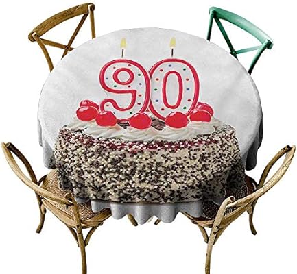 Amazon 円形テーブルクロス 木製 80歳の誕生日 80歳のパーティー ユニバーサル ハッピーバースデー ベストウィッシュ グリーンと薄いバーミリオン 40インチのテーブル用 D70 テーブルクロス オンライン通販