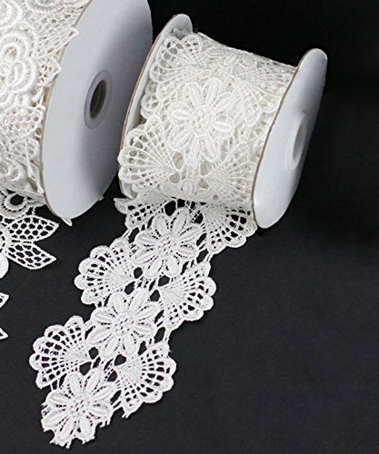 Floral Natural White Lace Ribbon, 3