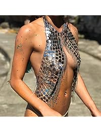 Cadena para el vientre de mujer, sujetador de plata, collar sexy, bikini para fiesta en la playa