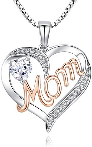 Studiocc Mother's Day Gifts for Mom Daughter, CZ Heart Pendant Necklace - Birthday Anniversary Fashion Jewelry Present for Women, Mom, Her (rose gold)