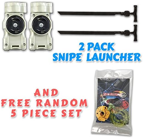 Beyblade 2 Pack BB-103 Snipe Launcher + Free 5 Piece Lot Random Parts Customize Pack includes Tips, Energy Rings, Spin Tracks, Face Bolts - US Seller
