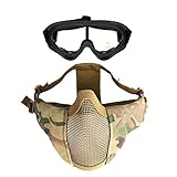 Unigear Half Face Lower Mask Foldable Mesh Adjustable Tactical Metal Steel Mask for Airsoft/Hunting/Paintball/Shooting (Black-1)