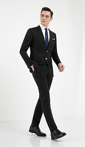 Yanlu Black Suit for Men Pieces Notch Lapel Blazer Vest Pant Set