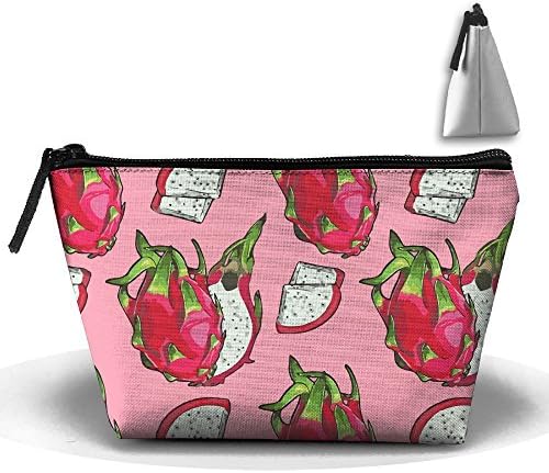 Pink Dragon Fruit Pattern Multifunction Portable Pouch Trapezoidal Storage Organizer Bag