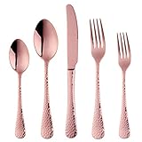 20-Piece Rose Gold Flatware Silverware Set, Bisda Stainless Steel Cutlery Sets, Multipurpose Use for Home, Kitchen, Restaurant, Hotel Tableware Utensil Service for 4