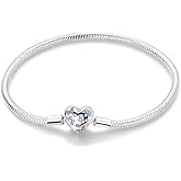 Parmuz 925 Sterling Silver Bracelet Snake Chain Charm Bracelet Evil Eye Dream Catcher Key Love Heart Clasp Travel charm Iconic Moments European Bracelet Jewelry Gift for Woman