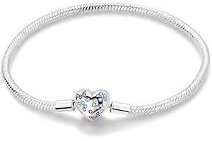 Parmuz 925 Sterling Silver Bracelet Snake Chain Charm Bracelet Evil Eye Dream Catcher Key Love Heart Clasp Travel charm Iconic Moments European Bracelet Jewelry Gift for Woman Girl