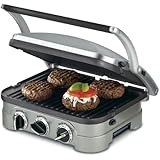 Cuisinart GR-4N 5-in-1 Griddler, Silver, Black Dials