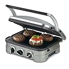 Cuisinart GR-4N 5-in-1 Griddler, Silver, Black Dials