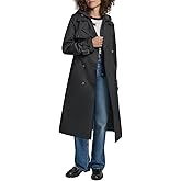 DKNY Women's Trench Coat With Bib– Long Double-breasted Belted Jacket With Quilted Bib With Hood