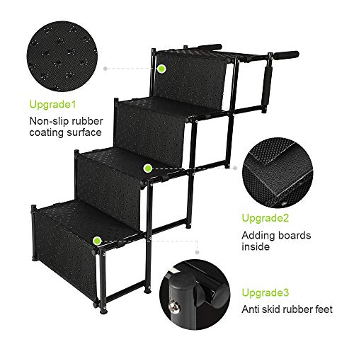 Niubya Dog Steps for Large Dog, Foldable Aluminum Dog Stairs with
