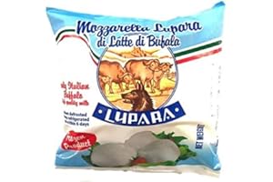 MOZZARELLA DI BUFALA LUPARA 4 Pack, Frozen Buffalo Mozzarella, Ships Frozen may arrive partially thawed, Mozzarella di Bufala, Made with 100% Water Bufallo Milk, Product of Italy, 4 x 320 g (16 balls x 20 g per bag) Lupara