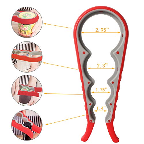 Jar Openers Can Openers 5 in 1 Multi Function Bottle Opener Kit with Silicone Grip for Weak Hands, Children, Senior and Arthritis Sufferers, Silicone Hand Gripper Aid (2 Packs)