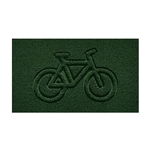 Nicoman Embossed Spaghetti Door Mat Dirt-Trapper Jet-Washable Doormat 70x43cm (Green, BIKE Shape) - Use on Carpet ONLY