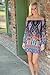 Mintsnow Women Bohemian Pattern Printed Loose Fit Off Shoulder Shift Dresses,Black,X-Large