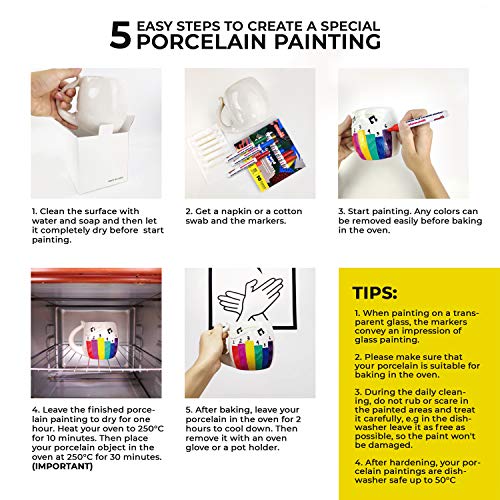 Colozoo Porcelain Markers Dishwasher Safe 10 Bright Colors Ceramic