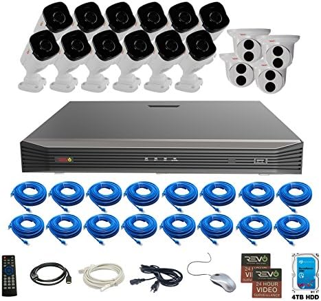 America Ultra 16Ch. 4TB HDD 4K IP NVR Security System - Fixed Lens IP Cameras 12 x 4MP Audio Bullet Cameras & 4 x 4MP Turret Cameras - Remote Access via Smart Phone, Tablet, PC & MAC