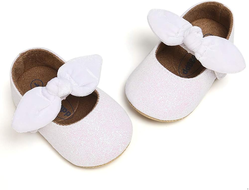  | Baby Girls Mary Jane Flats Anti-Slip Rubber Sole Bow Toddler Princess Dress Shoes | Mary Jane