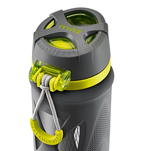 ZULU Atlas Glass Water Bottle with Silicone Sleeve, 20 oz, Grey/Green