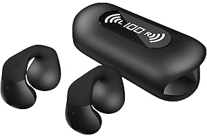 Kinglucky Open Ear Wireless Headphones, Bluetooth Sport Headset Ear Clip Earbuds, Bluetooth 5.3 with Microphone for Noise Call, Air Conduction Wireless Headset for for Running, Cycling, Driving