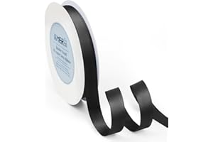 KMER LIFE Solid Color Double Faced Black Satin Ribbon 5/8" X 50 Yards Ribbons Use for Bows Bouquet, Gift Wrapping, Floral Arrangement