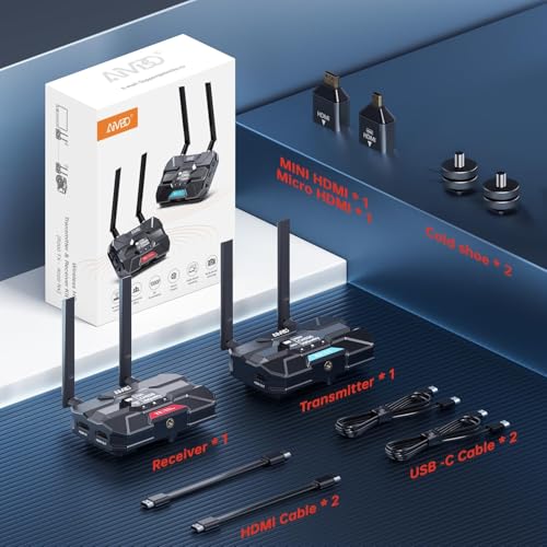 Pro HDMI Wireless Video Transmitter and Receiver – Up to 6 RXs, 400M Support HDMI Loopout/OLED Screen/Smart Channel, for Photography, Shooting, Laptop, Monitor, TV, Projector