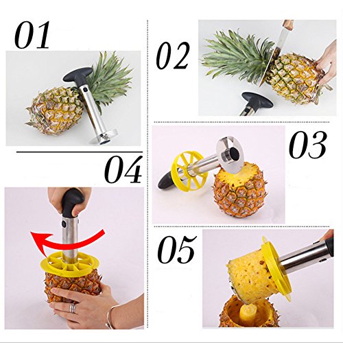 MineDecor Pineapple Cutter Slicer Stainless Steel Pineapple Corer Kitchen Fruit Peeler Stem Remover Blades - Thumbnail 2