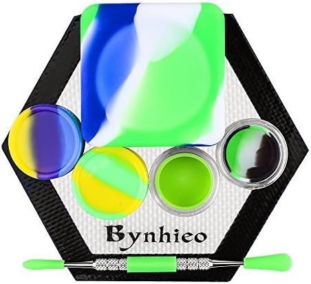 Bynhieo Non-stick 37ml Cube wax jars+5ml Silicone Container 2pc+Acrylic Silicone case 2pc+Hexagon Mat +Stainless Steel Carving Tool