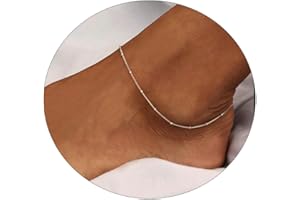 Kyerlyn Dainty Simple Chain Anklet for Women 18k Gold/Silver Plated Summer Beach Beaded Evil Eye Moon Figaro Butterfly Satellite Cuban Pearl Flat Marina Anklet Gift