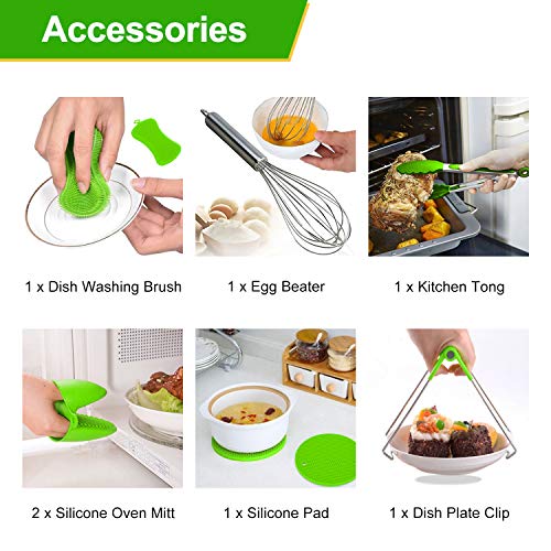 PentaQ 22 Pieces Instant Pot Accessories for 5/6/8 Quart, Pressure Cooker Accessories Set Green - 2 Steamer Baskets, Egg Bites Mold, 7 Inch Springform Pan, Egg Rack, Magnetic Cheat Sheets