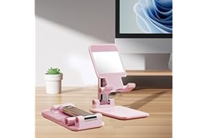 Foldable Phone Stand for Desk,Adjustable Angle of View,Portable Electronic Device Stand,Mobile Phone Universal,Pink