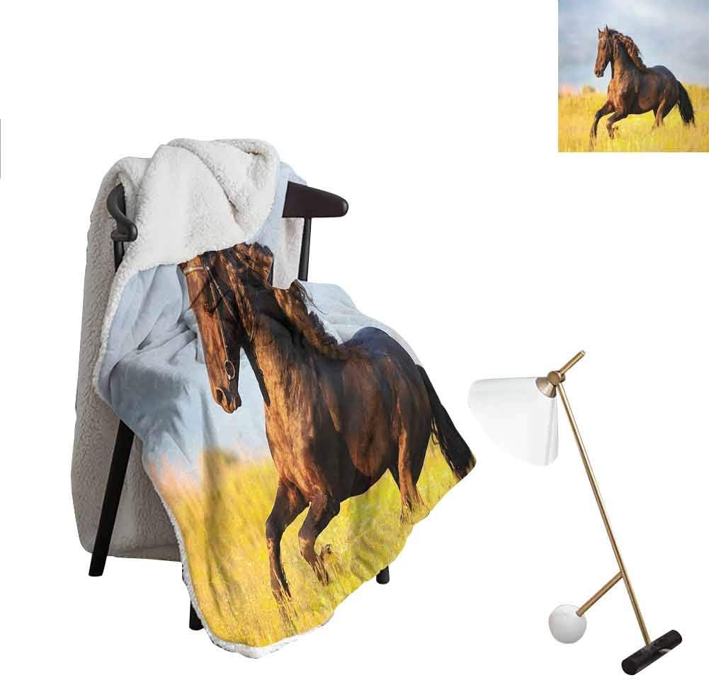Fleece Blanket Throw A Blanket Friesian Horse with Mane