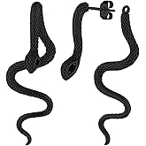 Retro Snake Earrings for Women Gold Stainless Steel Gothic Punk Cool Stud Silver Earring Vintage Biker Party Trendy Statement Jewelry Gift for Chinese Lunar Christmas Valentines Day