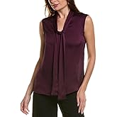 Anne Klein Womens Slvless Tie Nk Blouse