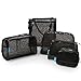 b.m.c BMC Womens 5 pc Black Lace Carry On Cosmetic Mesh Travel Bags Pouch Set - Various Sizes of Sundry Zippered Clutch Tote Multipurpose Toiletries and Makeup Bag Purse Organizer