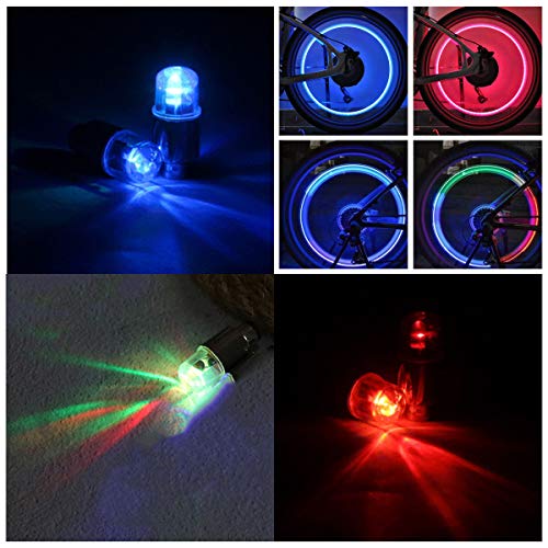 FICBOX 12 PCS LED Wheel Lights Flash Light Tire Valve Cap Lamp for Car