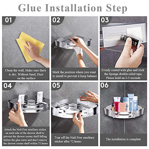 Binffeey Shower Corner Shelf SUS304 Stainless Steel Corner Shower