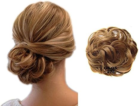 ShowPower Scrunchy Scrunchie Bun Up Do Hair Piece Hair Ribbon Ponytail Extensions Wavy Messy Dark blond # 27