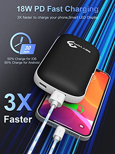 10000mAh Hand Warmers Rechargeable, 18W PD Quick Charge Electric Pocket Hand Warmer with LED Display, Portable Heater/Power Bank, 17hrs Long Lasting, Outdoor, Camping, Hunting, Gift for Men Women