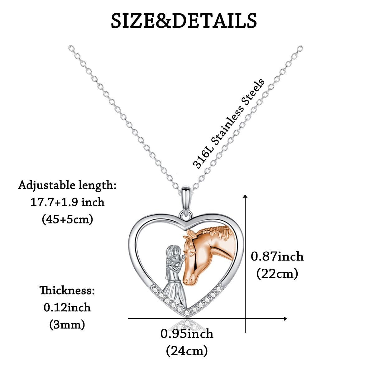 GULICX Horse Gifts for Teen Girl Women, Girl with Horse Necklace Heart Pendant Jewelry Gifts for Horse Lover Daughter Granddaughter Niece