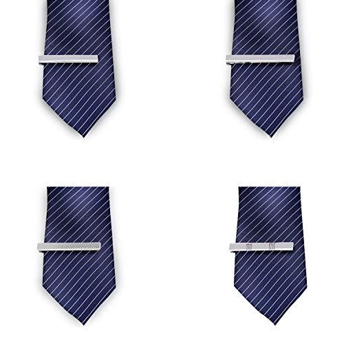 UHIBROS Mens Tie Clip Tie Bar Set for Regular Ties Silver Tone Luxury Gift Box Wedding Business Clip