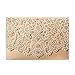 Jofanza 5x7.3 Inch 50PCS Gold Laser Cut Wedding Invitations Kit with Envelopes Blank Lace Flora Invitation Cards for Wedding Anniversary Invites