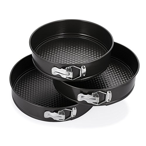 3pc Round Non Stick Spring Form Baking Cake Tin Tray Set 22cm, 24cm & 26cm