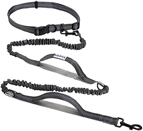 Hands Free Dog Leash, Adjustable Walking Dog Leash for Large Dogs up to 150 lb for Running Hiking Jogging with Strong Retractable Reflective Bungee Dual Handle by KQRNS