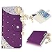 iPhone 6 Plus Case Wallet (5.5 Inch) - Mavis's Diary 3D Handmade Bling Crystal Love Heart Pendant Sparkle Rhinestone Diamond Flowers PU Leather with Card Holders Magnetic Flip Folio Cover (Purple)