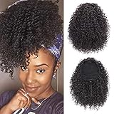 Vigorous Synthetic Afro Kinky Ponytail for Black Women Clip in Hair Extension Kinky Curly Ponytails Drawstring Natural Color Ponytail Hairpiece(2#)