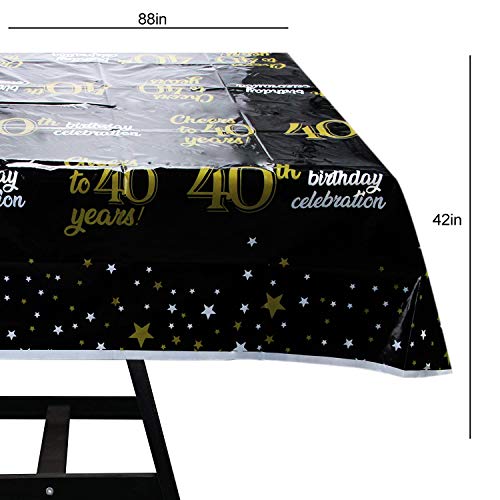 82 Piece 40th Birthday Party Supplies Set Including Plates, Cups, Napkins, Banner and Tablecloth, Serves 20 - Thumbnail 5