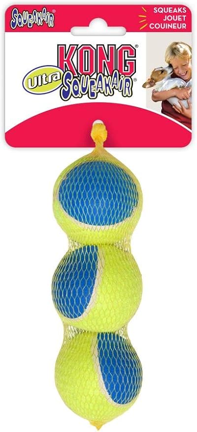KONG Squeakair Ultra Balls Dog Toy 3 Pack Medium Squeaky Tennis Balls