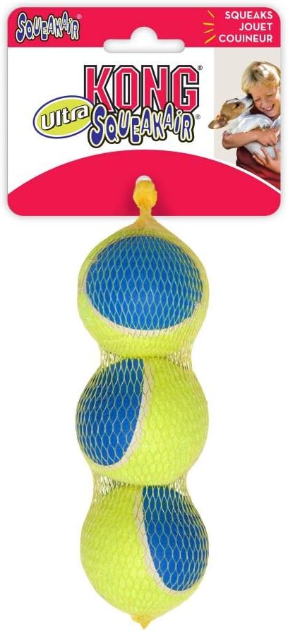 KONG Squeakair Ultra Balls Dog Toy 3 Pack Medium Squeaky Tennis Balls