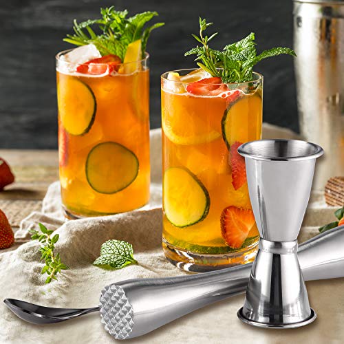 Cocktail Shaker Set, Edelstahl Cocktail Muddler, Doppelt Cocktail Jigger und Spiral Muster Bar Cocktail Shaker Mischen… – Bild 8